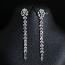 Platinum Plated Earrings - Diamond Cut Original Swiss Cubic Zirconia